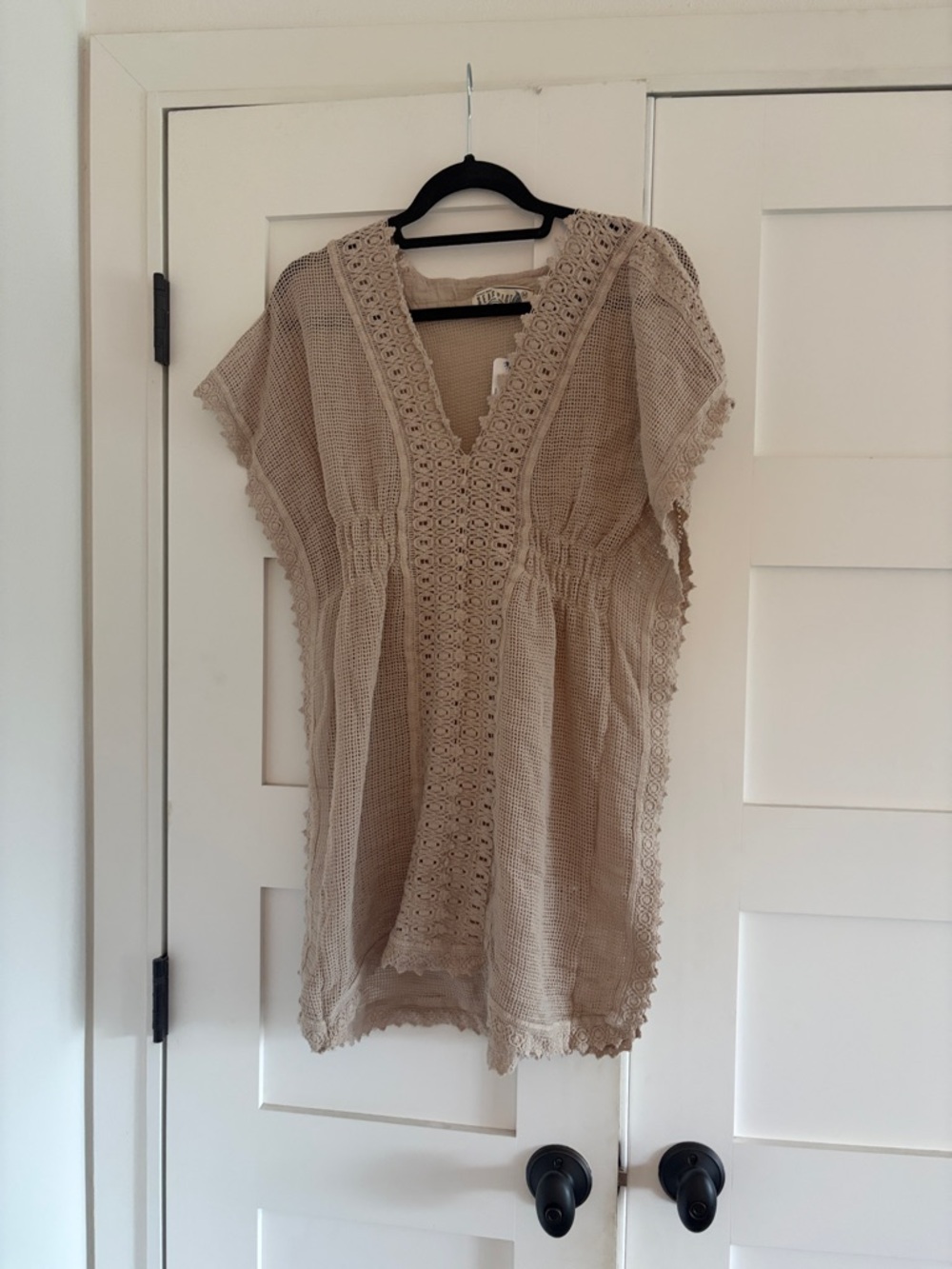 Beige Crochet V-Neck Women’s Swim Coverup NWT
